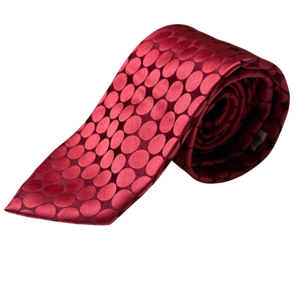 Ted Baker Tie Mens Red Large Polka Dot Silk Hand Tailored Classic Necktie